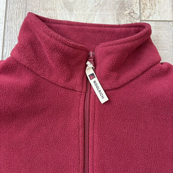 Woolrich Womens Ruby Red Full Zip Fleece Jacket Size Large Mock Neck Casual Cozy - Picture 8 of 14